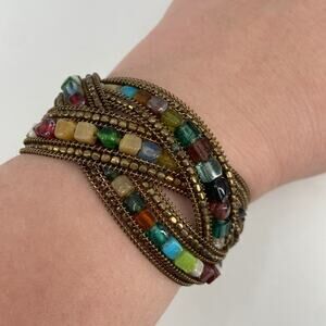 Boho Beaded multilayer cuff bracelet